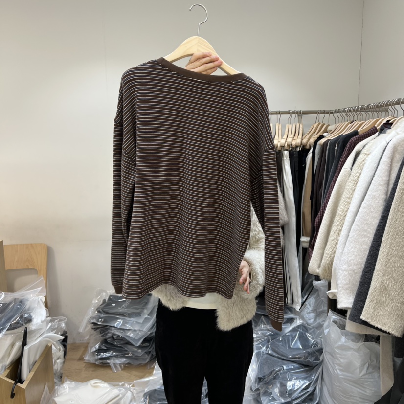 FOREST東大門㊣實拍女裝新款時尚人氣真品熱賣職業長袖T恤條紋FOREST長袖T恤