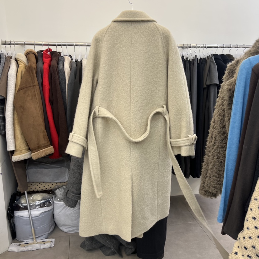 PORTS MOSS韓國代購㊣女士新品休閑職業25秋冬中長款大衣含腰帶PORTS MOSS中長款大衣