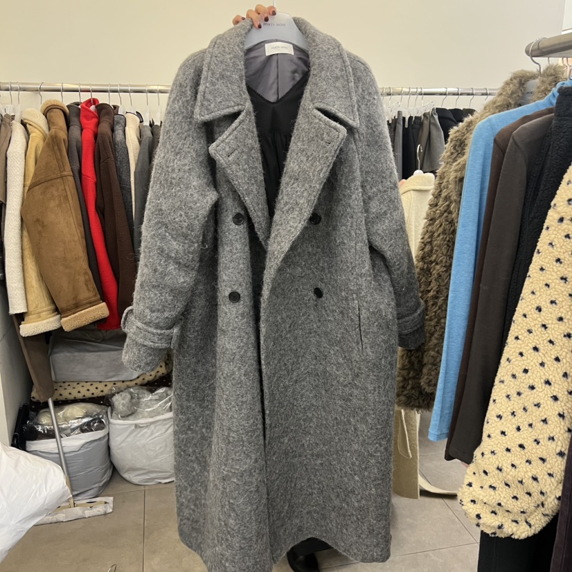 PORTS MOSS韓國代購㊣女士新品休閑職業25秋冬中長款大衣含腰帶PORTS MOSS中長款大衣圖色2