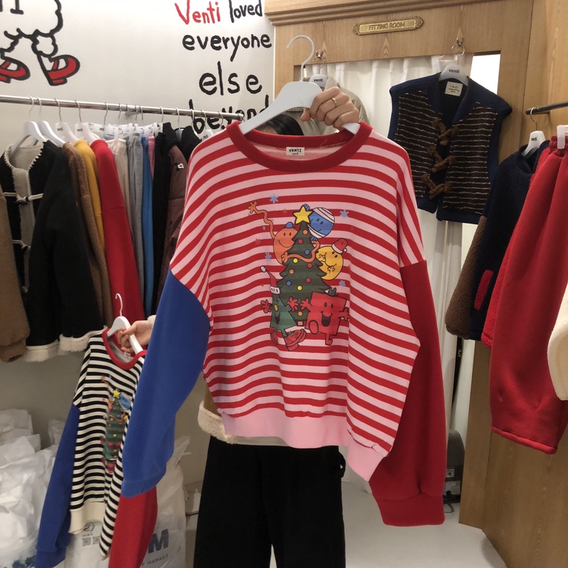 VENTI韓國直郵㊣女士新品時尚職業25秋冬衛衣斜紋布加絨羊毛VENTI衛衣圖色1