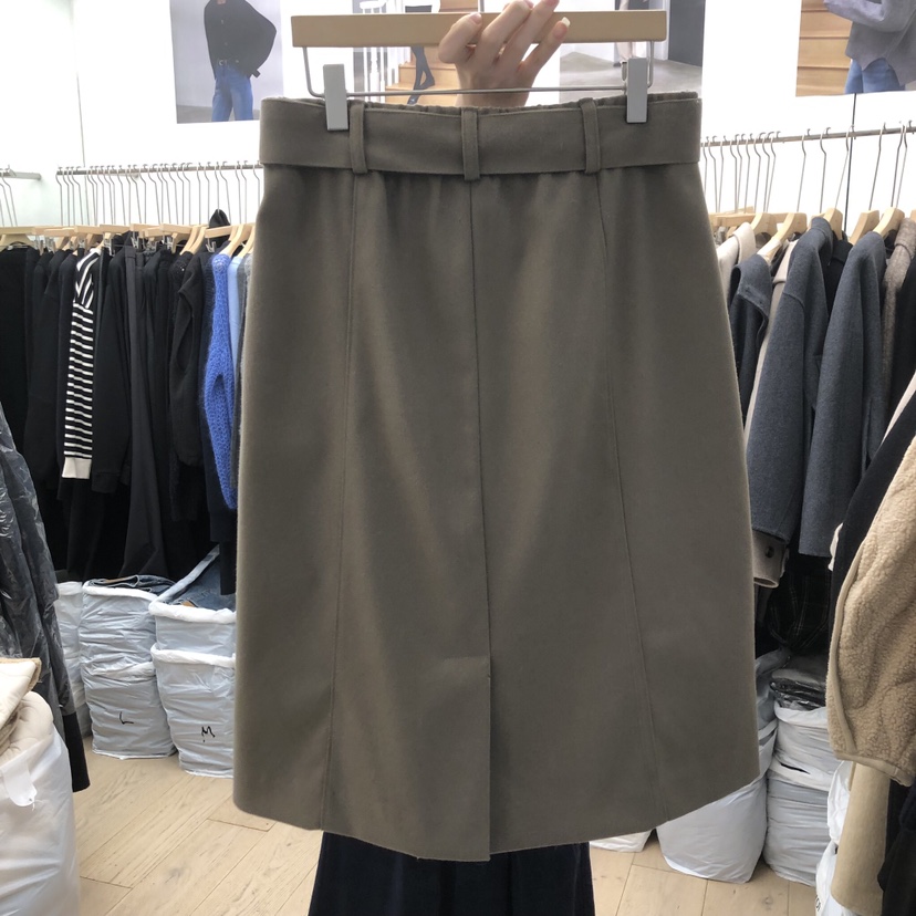 MOI-A韓國代購㊣女裝新品時尚休閑職業半身裙中短裙含腰帶MOI-A半身裙/中短裙