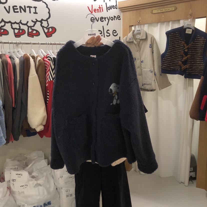 VENTI東大門㊣代購女裝新款25秋冬真品熱賣時尚夾克史努比抓絨VENTI夾克圖色1