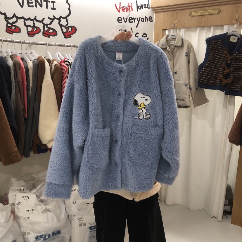 VENTI東大門㊣代購女裝新款25秋冬真品熱賣時尚夾克史努比抓絨VENTI夾克圖色2