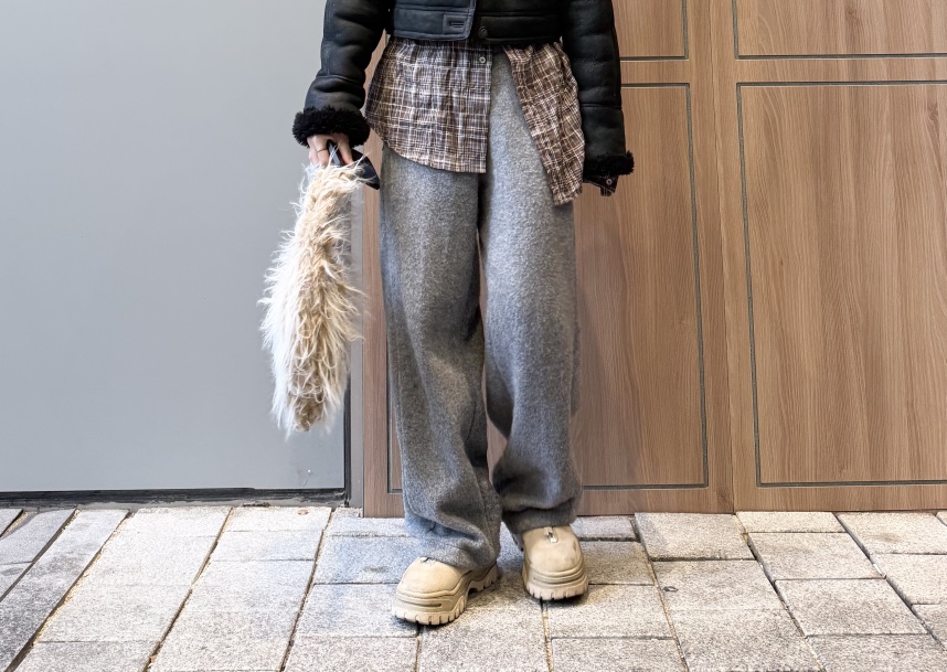 CURVY韓國代購㊣女士新款時尚推薦休閑職業25秋冬休閑褲羊毛CURVY休閑褲