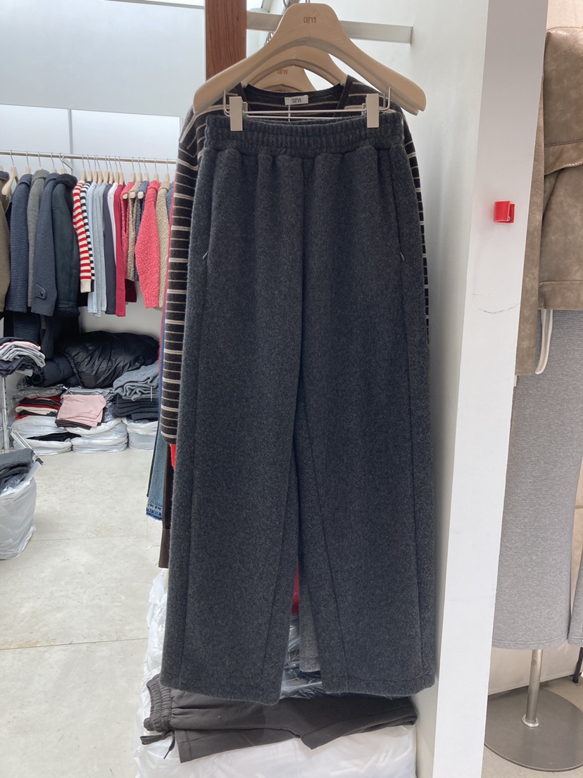 CURVY韓國代購㊣女士新款時尚推薦休閑職業25秋冬休閑褲羊毛CURVY休閑褲圖色1