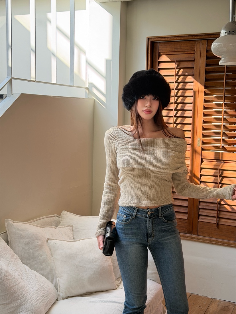 FOUREIGHT東大門㊣代購女裝新品25秋冬職業推薦熱賣針織衫褶皺FOUR EIGHT針織衫