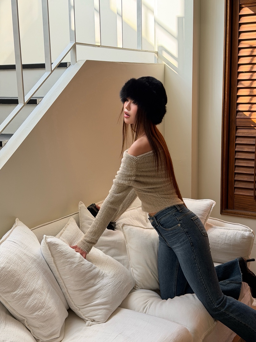 FOUREIGHT東大門㊣代購女裝新品25秋冬職業推薦熱賣針織衫褶皺FOUR EIGHT針織衫