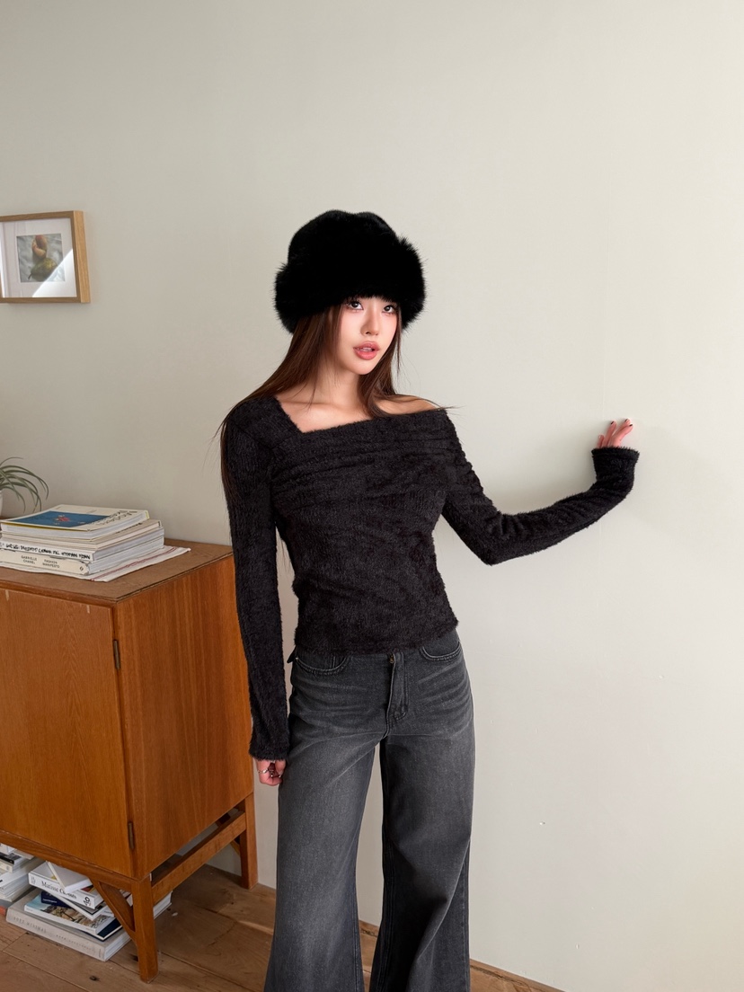 FOUREIGHT東大門㊣代購女裝新品25秋冬職業推薦熱賣針織衫褶皺FOUR EIGHT針織衫