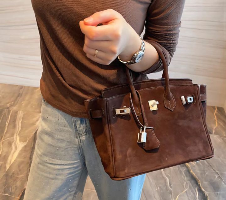 TROUVAILLE韓國代購㊣女士新品職業時尚人氣手提包絨面革牛皮TROUVAILLE手提包