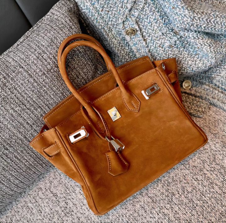 TROUVAILLE韓國代購㊣女士新品職業時尚人氣手提包絨面革牛皮TROUVAILLE手提包