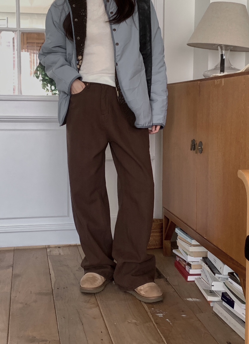 FORMSTUDIO韓國代購㊣女士新品25秋冬熱賣時尚休閑褲人字紋FORMSTUDIO休閑褲圖色1