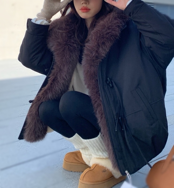 OLA韓國直郵㊣女裝新品休閑時尚25秋冬人氣熱賣長款棉服圍巾mellor/OLA長款棉服