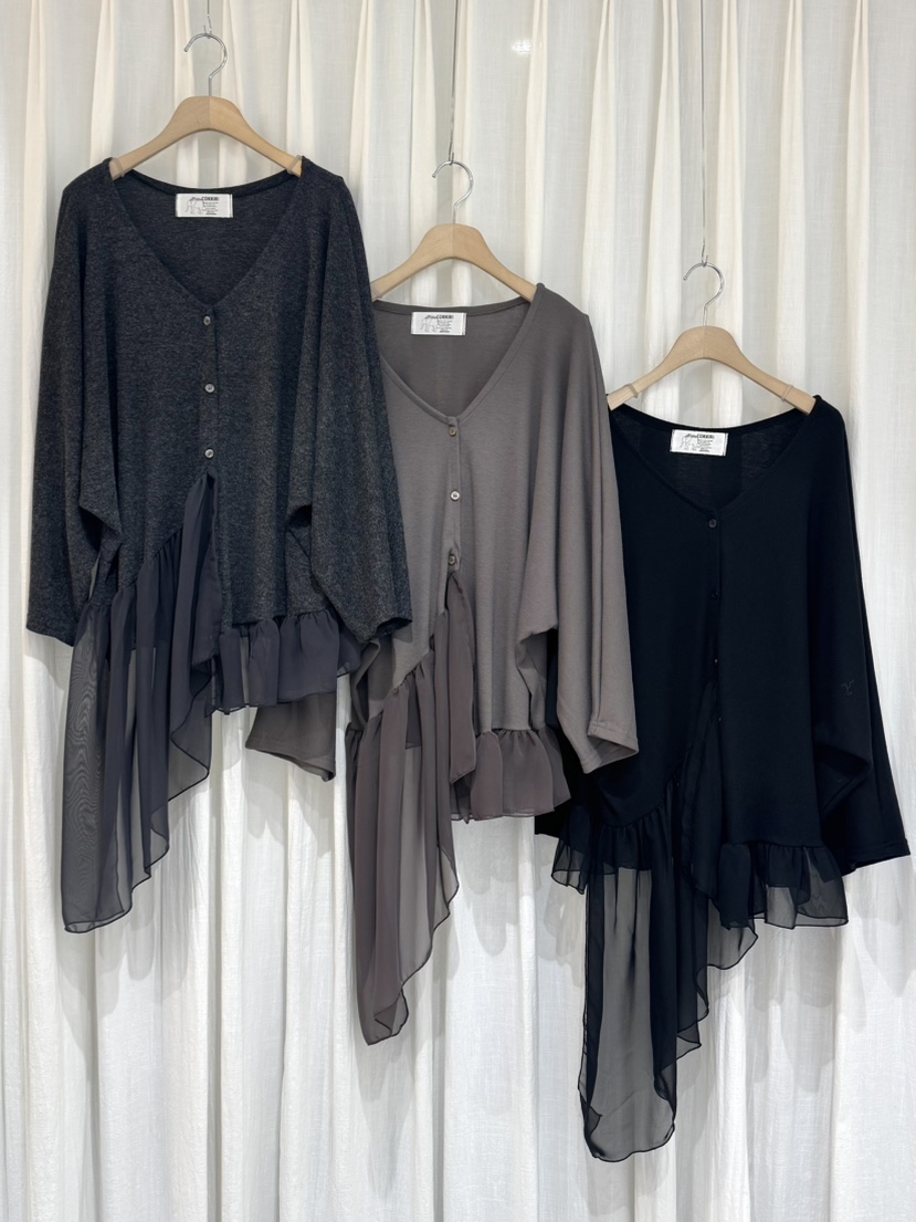 COKKIRI東大門㊣直郵女士新品推薦熱賣時尚長袖T恤雪紡開衫COKKIRI長袖T恤