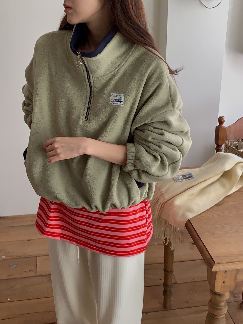 FORMSTUDIO韓國直郵㊣女士新款25秋冬熱賣衛衣喇叭形抓絨拉鏈FORMSTUDIO衛衣