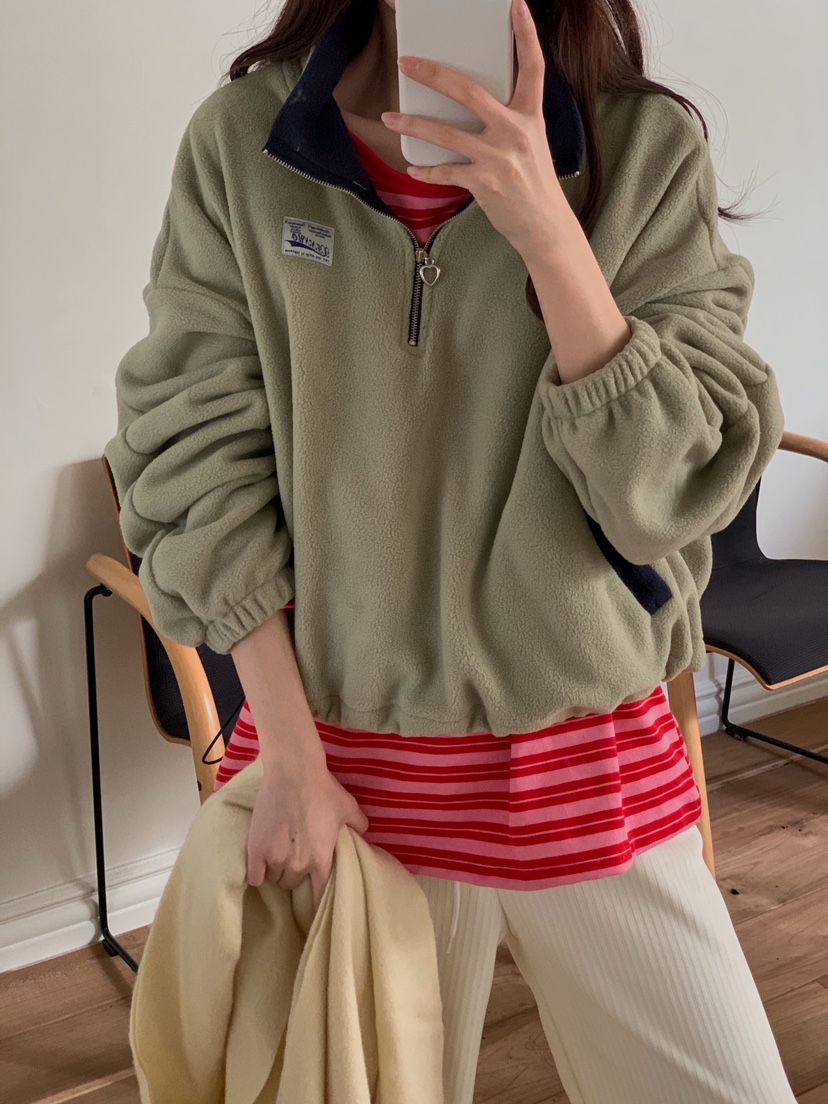 FORMSTUDIO韓國直郵㊣女士新款25秋冬熱賣衛衣喇叭形抓絨拉鏈FORMSTUDIO衛衣