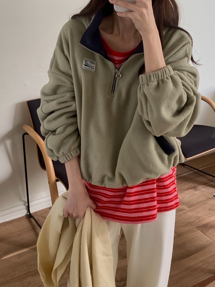 FORMSTUDIO韓國直郵㊣女士新款25秋冬熱賣衛衣喇叭形抓絨拉鏈FORMSTUDIO衛衣