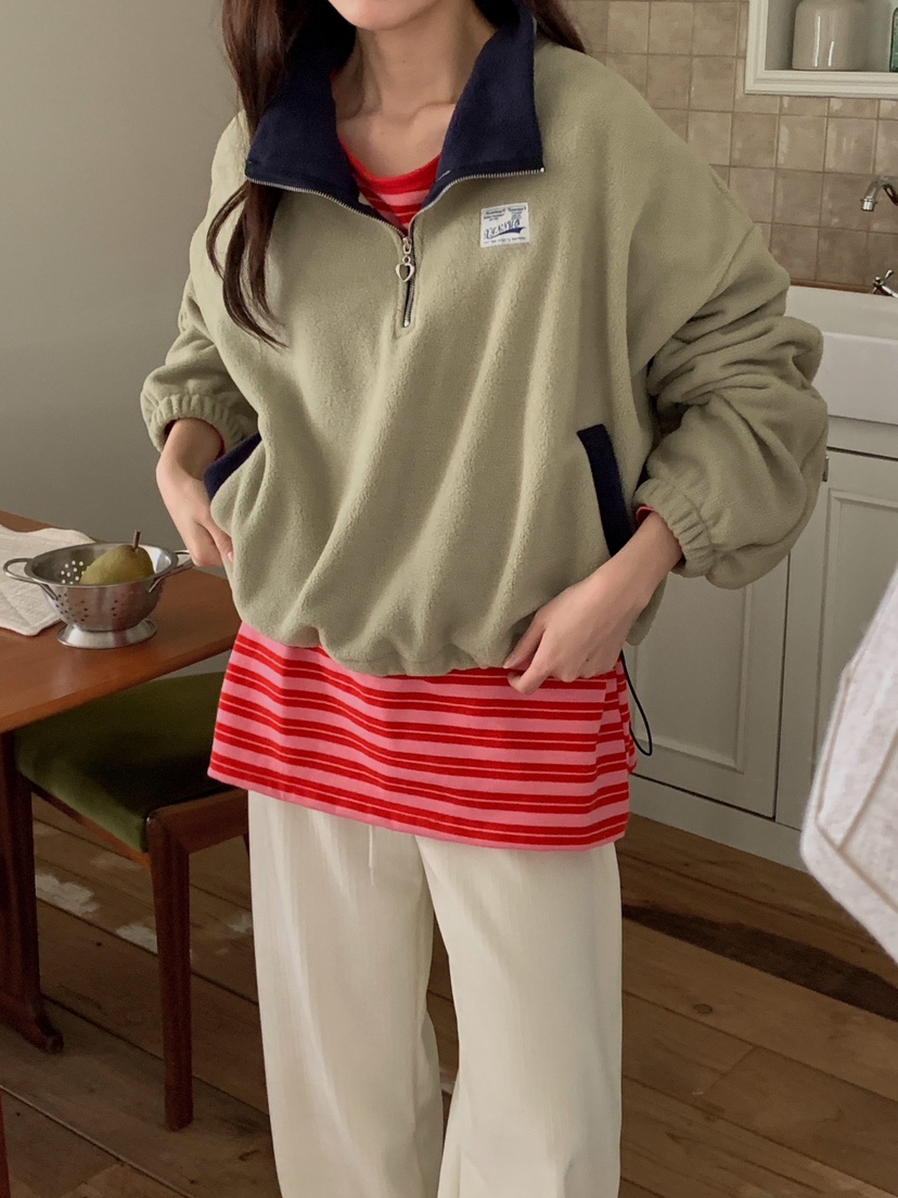 FORMSTUDIO韓國直郵㊣女士新款25秋冬熱賣衛衣喇叭形抓絨拉鏈FORMSTUDIO衛衣