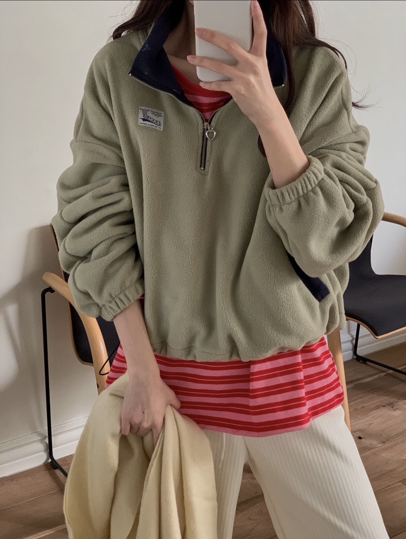 FORMSTUDIO韓國直郵㊣女士新款25秋冬熱賣衛衣喇叭形抓絨拉鏈FORMSTUDIO衛衣圖色2