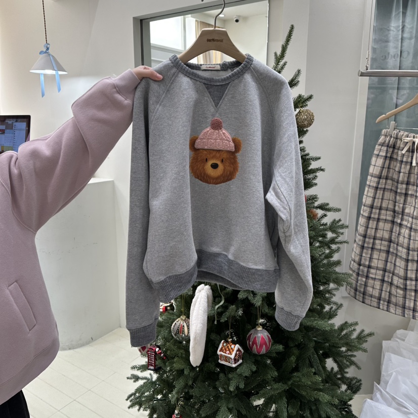 OURMOMENT韓國直郵㊣女裝新品推薦25秋冬休閑職業熱賣衛衣加絨OURMOMENT衛衣圖色1