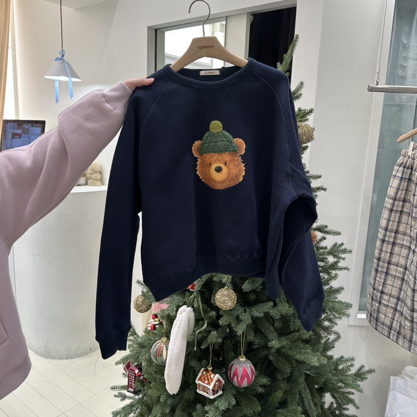 OURMOMENT韓國直郵㊣女裝新品推薦25秋冬休閑職業熱賣衛衣加絨OURMOMENT衛衣圖色2