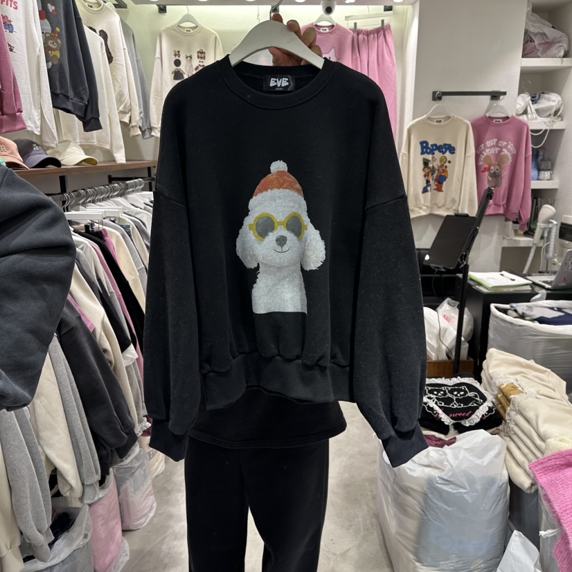 EVE東大門㊣代購女裝新款25秋冬職業休閑推薦人氣熱賣衛衣加絨EVE衛衣圖色2