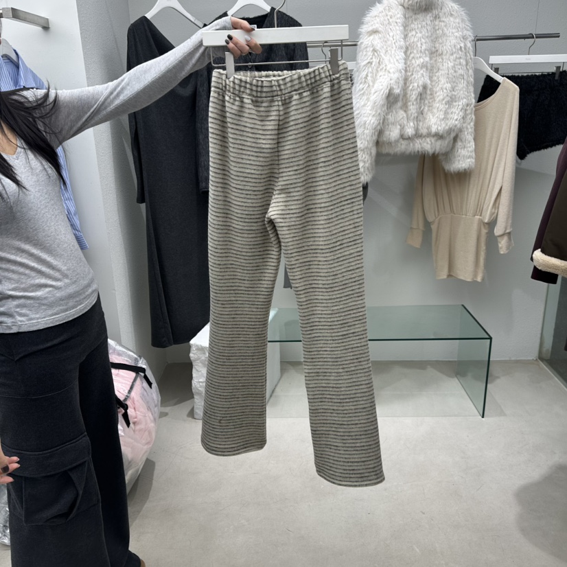 NEUTER韓國直郵㊣女裝新品時尚推薦熱賣25秋冬職業休閑褲條紋NEUTER休閑褲