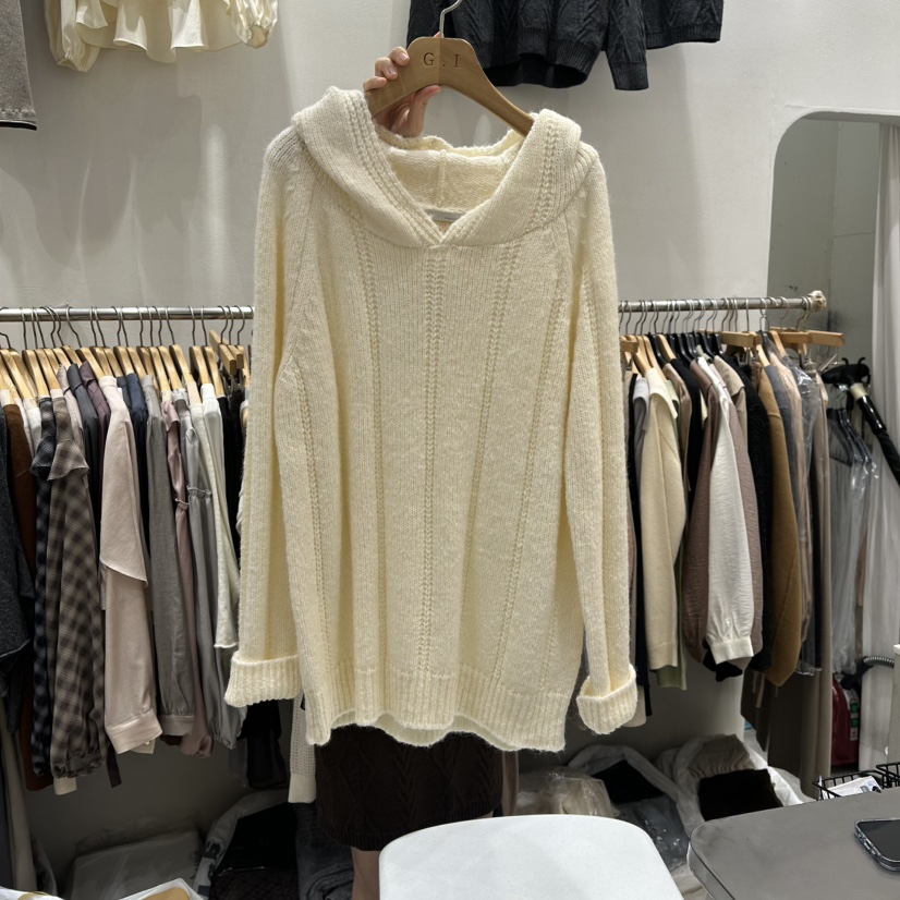 G.I-L韓國代購㊣女裝新款休閑職業25秋冬時尚針織衫Sale兜帽G.I-L針織衫圖色1