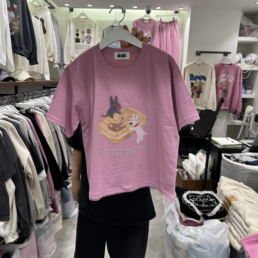 EVE韓國代購㊣女裝新款職業25秋冬熱賣休閑推薦時尚人氣T恤EVET恤圖色2