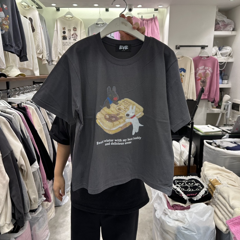 EVE韓國代購㊣女裝新款職業25秋冬熱賣休閑推薦時尚人氣T恤EVET恤圖色3