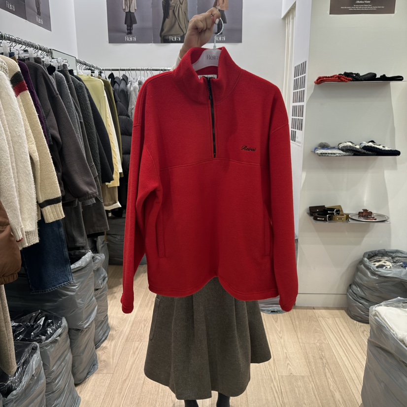 REIRAI東大門㊣直郵女士新品25秋冬人氣職業衛衣抓絨拉鏈纖維Reirai衛衣圖色1