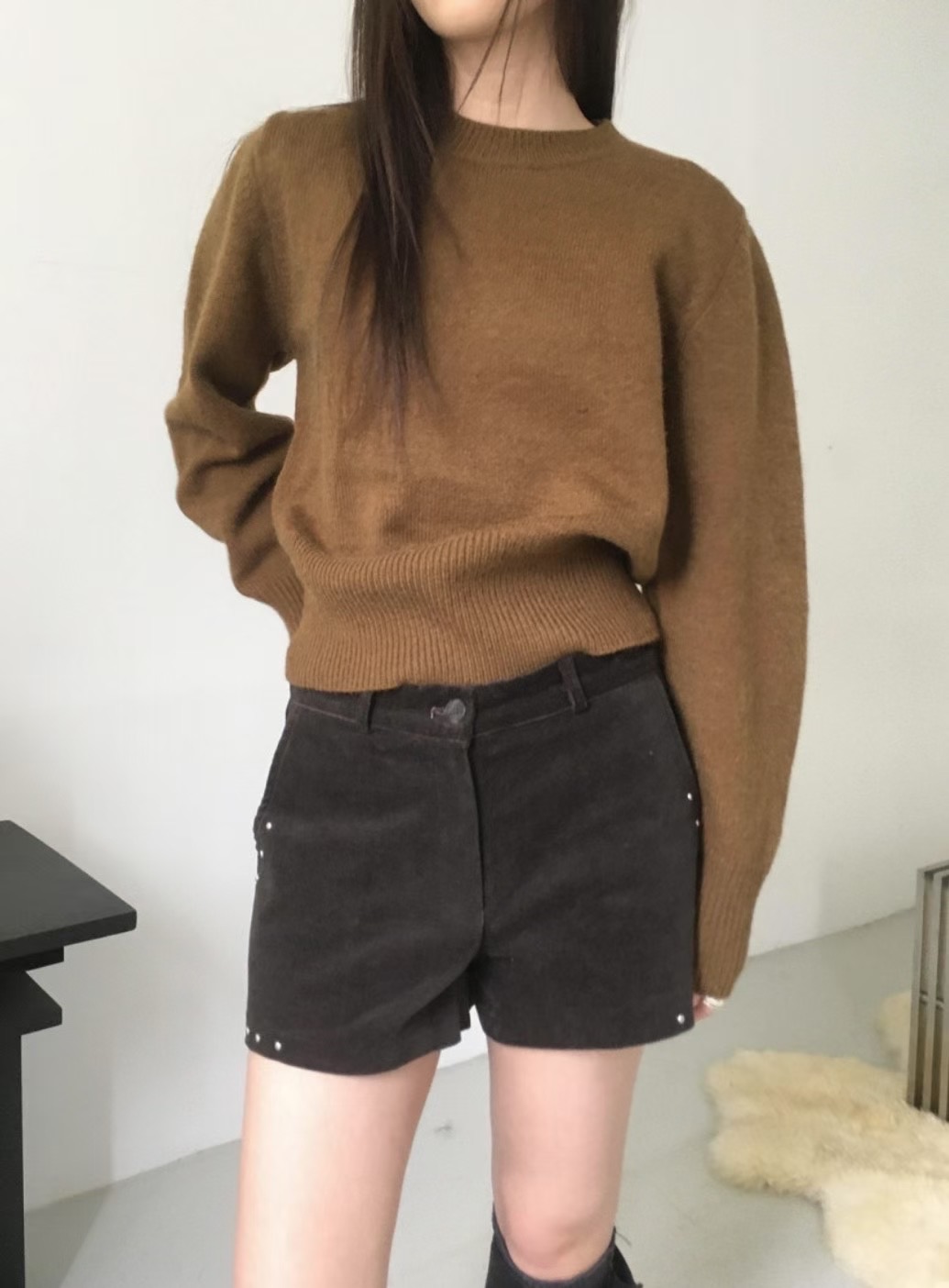 FOREVER YOUNG東大門㊣實拍女裝新款25秋冬時尚職業推薦短褲FOREVER YOUNG短褲圖色1