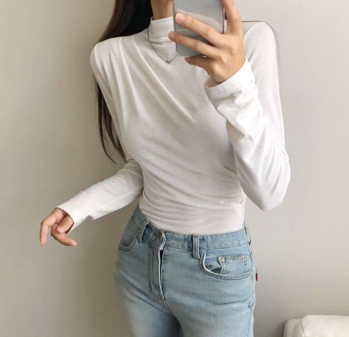 PUDDING韓國直郵㊣女裝新款熱賣職業人氣25秋冬長袖T恤高領PUDDING長袖T恤圖色2