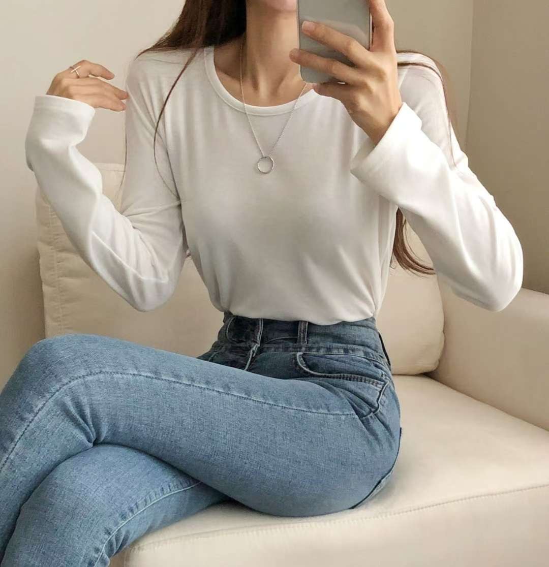 PUDDING東大門㊣直郵女士新品真品熱賣25秋冬長袖T恤抓絨修身PUDDING長袖T恤圖色3