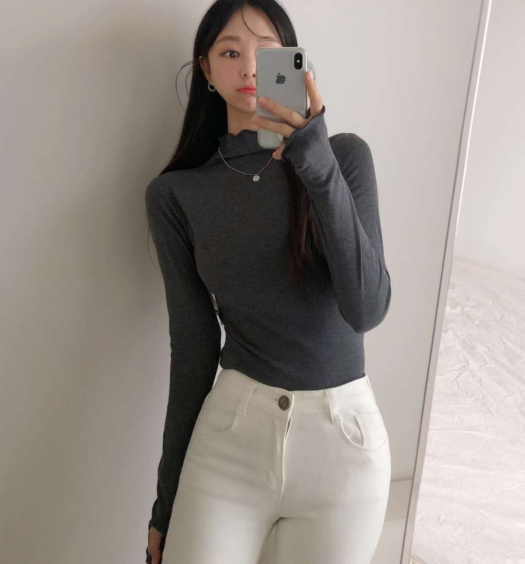 PUDDING東大門㊣實拍女裝新款職業真品推薦時尚長袖T恤高領PUDDING長袖T恤圖色3