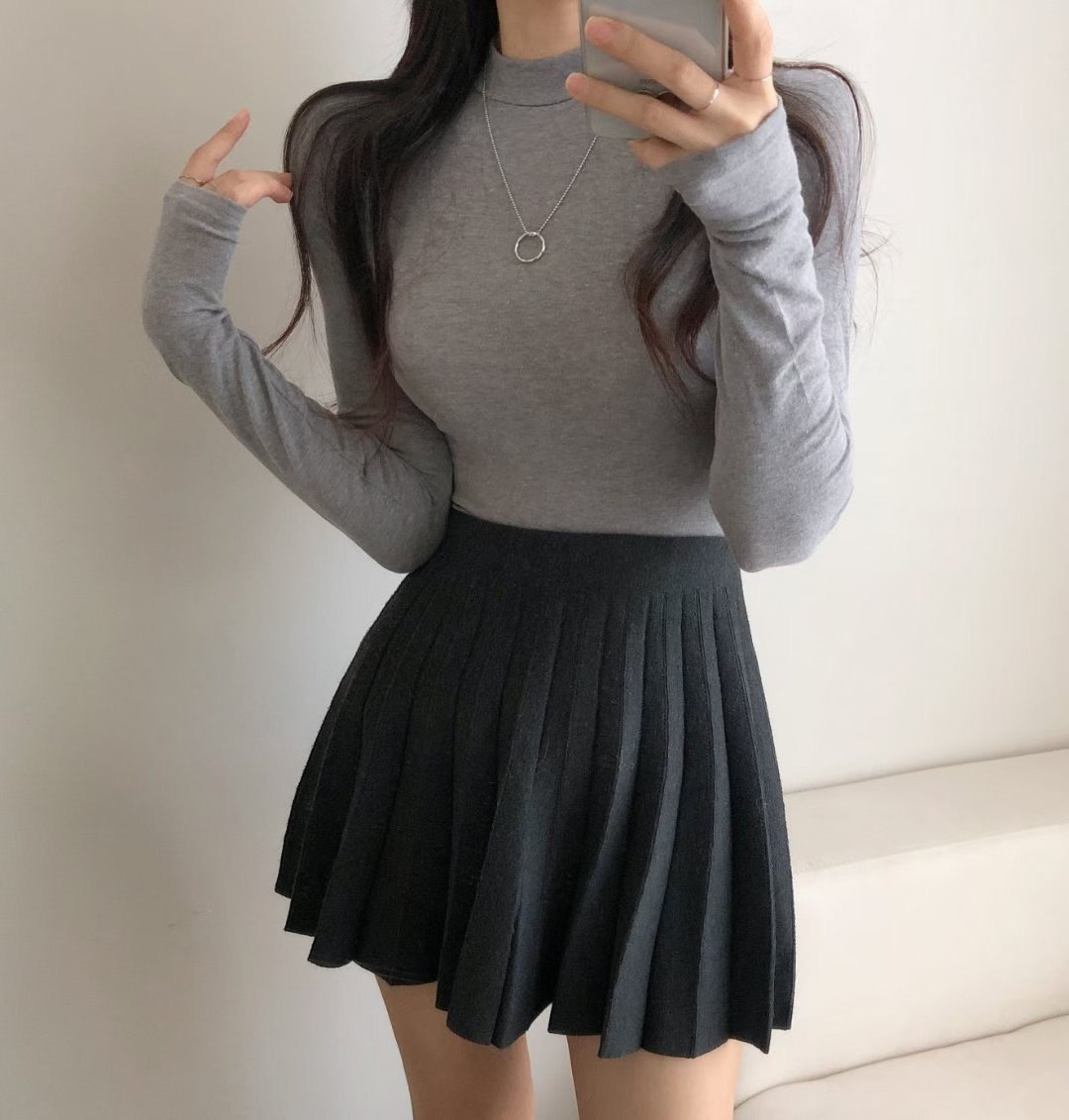 PUDDING東大門㊣代購女士新款真品人氣25秋冬長袖T恤安哥拉高領PUDDING長袖T恤圖色4