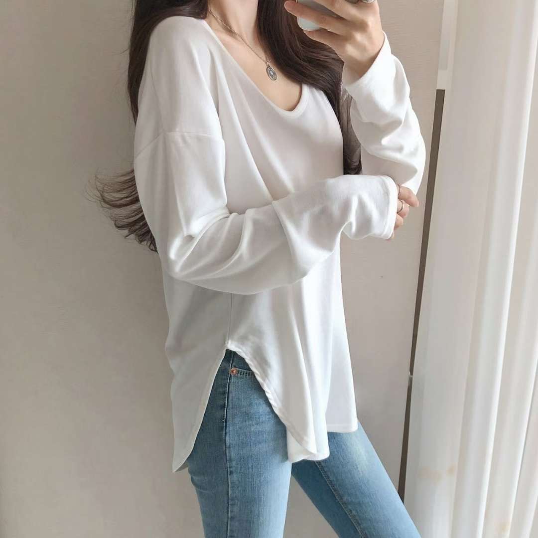 PUDDING東大門㊣直郵女裝新款熱賣人氣時尚長袖T恤抓絨柔軟PUDDING長袖T恤圖色2