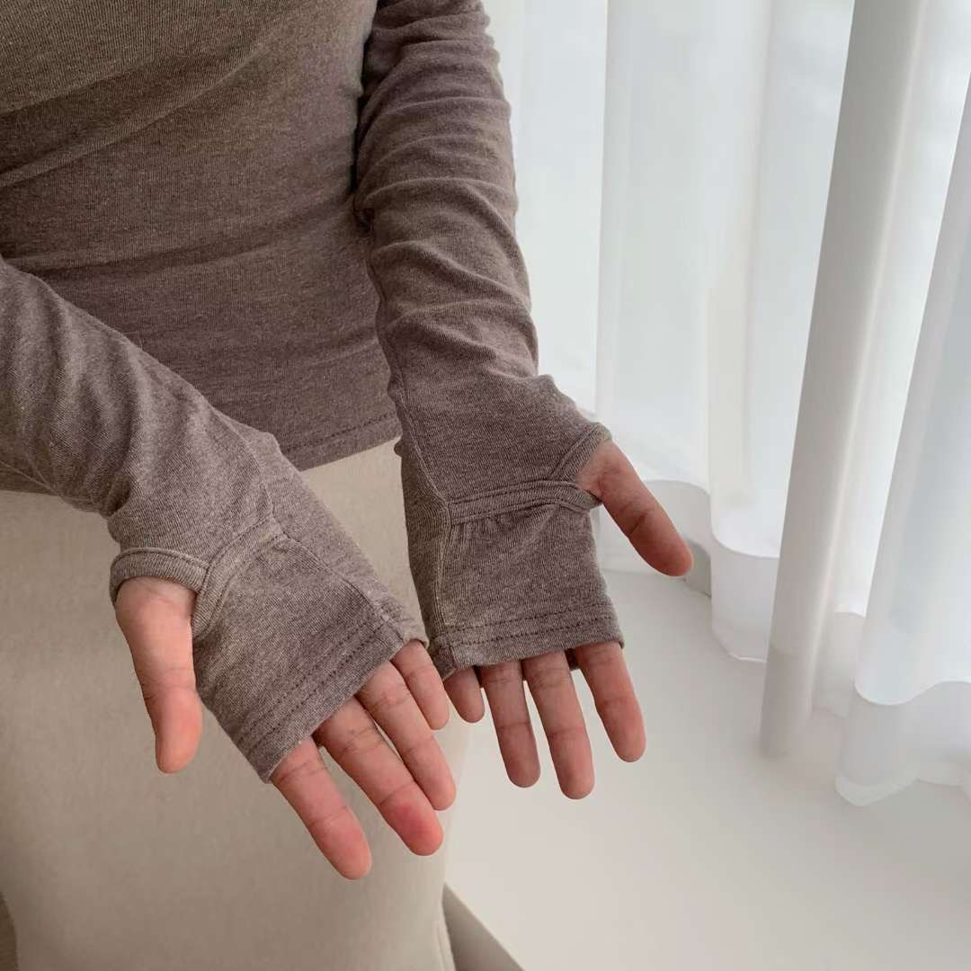 PUDDING韓國直郵㊣女士新款職業休閑長袖T恤安哥拉羊毛高領PUDDING長袖T恤