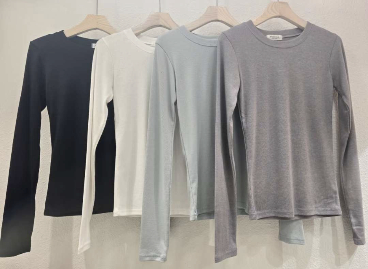 PUDDING東大門㊣代購女裝新款休閑熱賣人氣時尚25秋冬長袖T恤PUDDING長袖T恤圖色3左三色