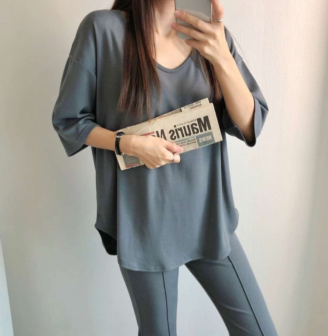 PUDDING東大門㊣直郵女裝新款休閑時尚人氣推薦25秋冬T恤圓領PUDDINGT恤圖色1