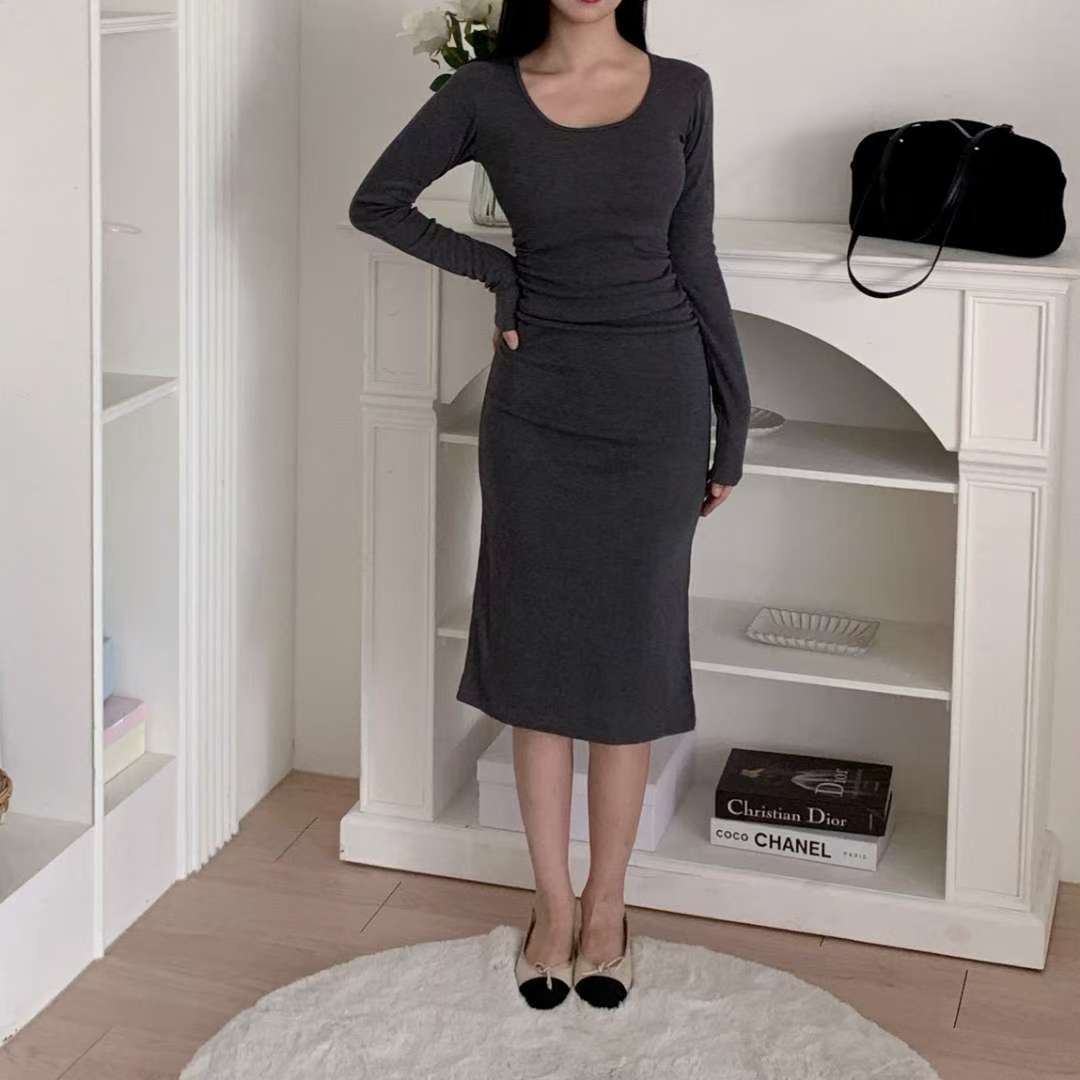 PUDDING東大門㊣實拍女士新品時尚人氣熱賣職業休閑連衣裙長款PUDDING連衣裙圖色3