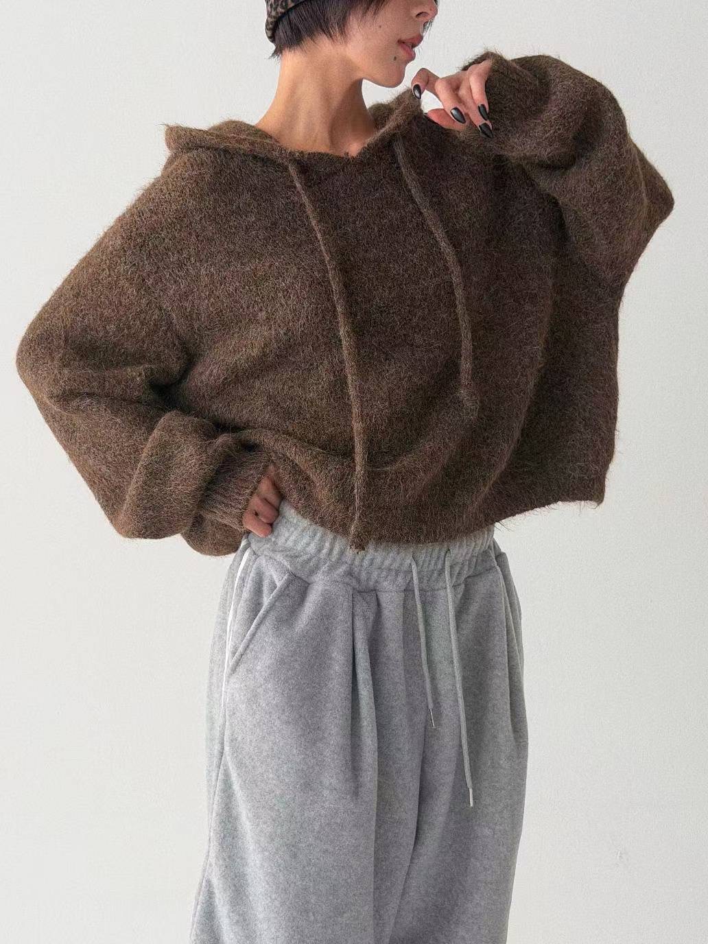 CELEB-셀럽-T東大門㊣實拍女裝新款真品針織衫連帽針織衫羊毛CELEB-T針織衫