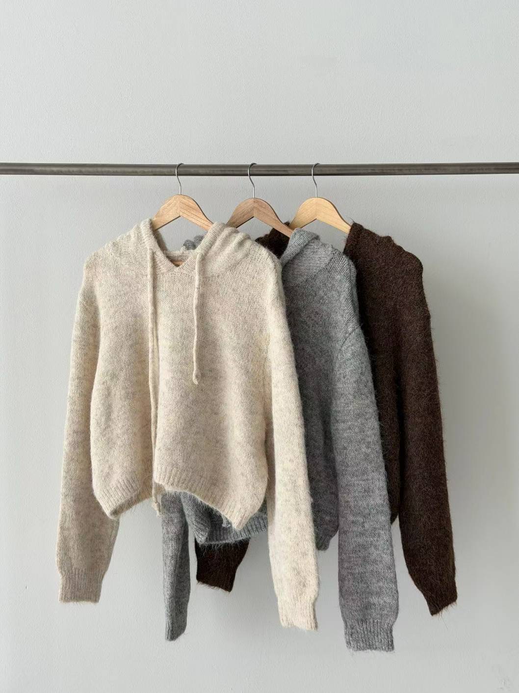 CELEB-셀럽-T東大門㊣實拍女裝新款真品針織衫連帽針織衫羊毛CELEB-T針織衫圖色2左二色