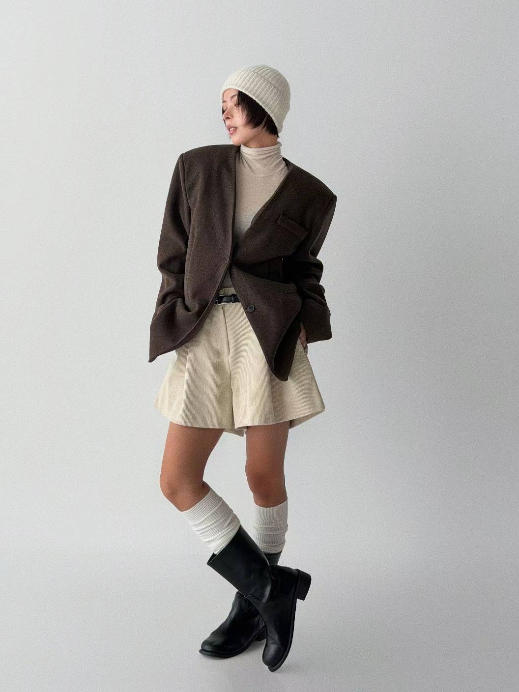 CELEB-셀럽-T韓國代購㊣女士新款人氣職業中長款大衣涂層CELEB-T中長款大衣