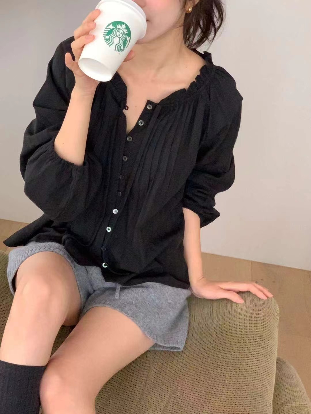 MIELLE-미엘르-OT東大門㊣直郵女裝新品熱賣職業襯衫蕾絲衫MIELLE-미엘르-OT襯衫/蕾絲衫