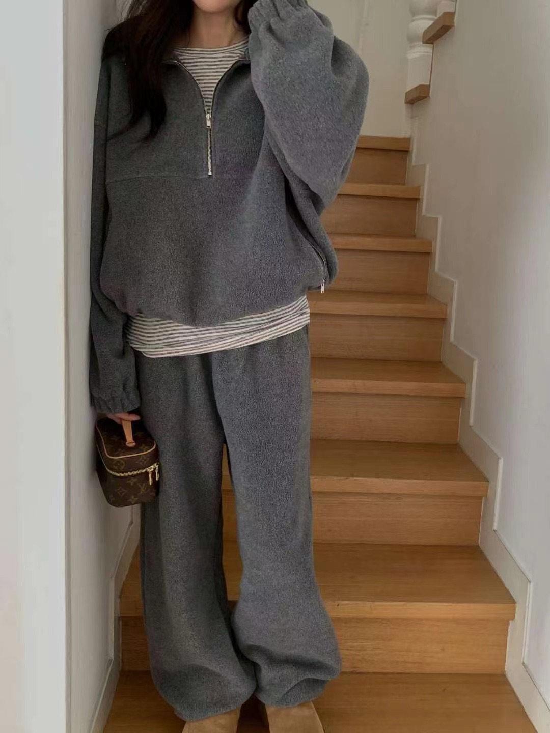 MIELLE-미엘르-OT韓國代購㊣女裝新品推薦休閑休閑褲抓絨MIELLE-미엘르-OT休閑褲