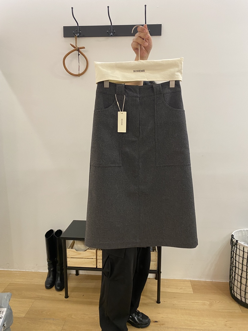 BOHEME韓國代購㊣女裝新款人氣熱賣職業推薦時尚25秋冬長裙羊毛BOHEME長裙圖色2