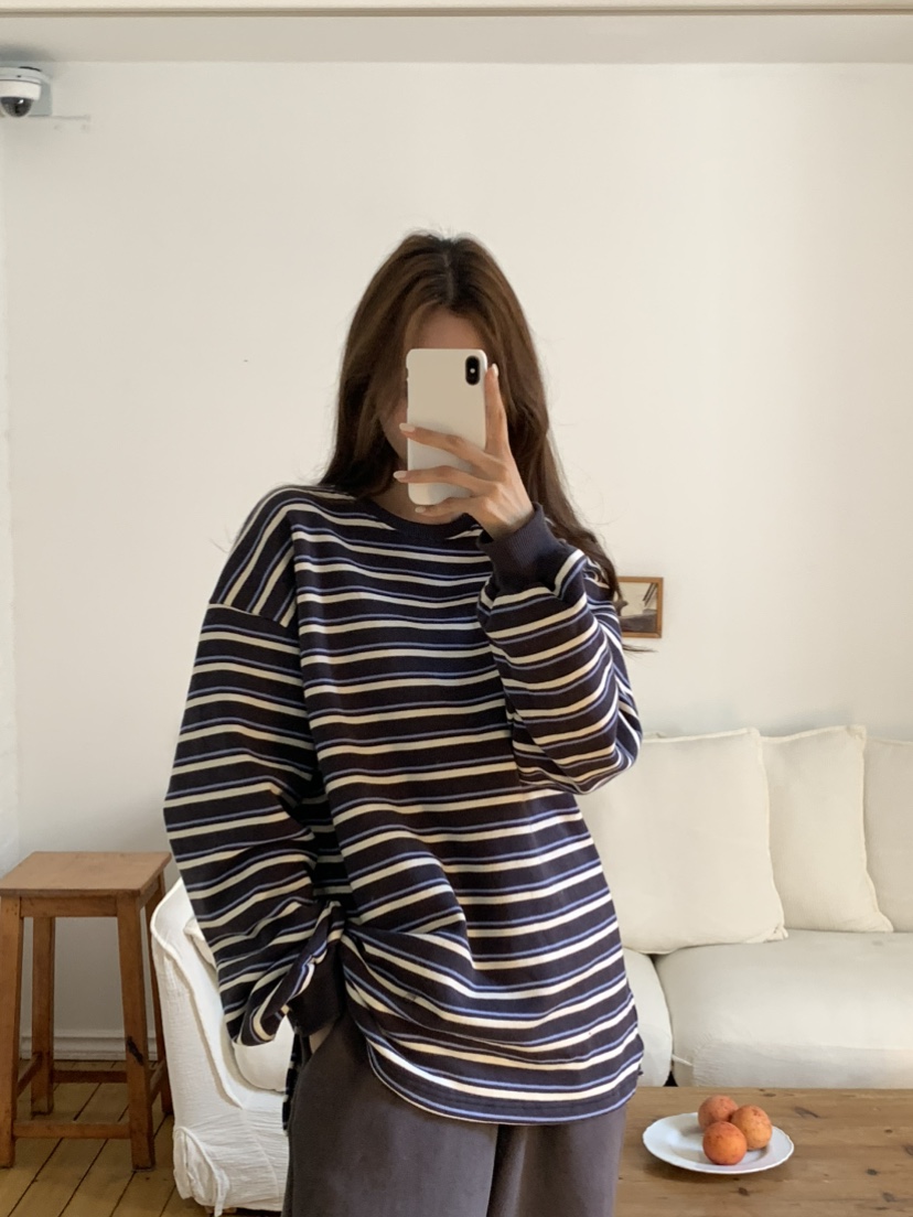 NOTICE韓國代購㊣女裝新款時尚人氣熱賣25秋冬長袖T恤單排扣棉質NOTICE長袖T恤