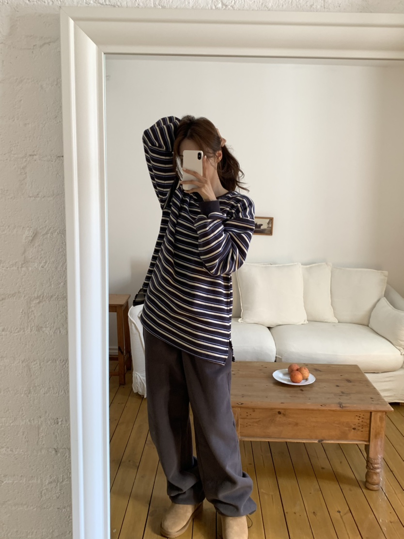 NOTICE韓國代購㊣女裝新款時尚人氣熱賣25秋冬長袖T恤單排扣棉質NOTICE長袖T恤