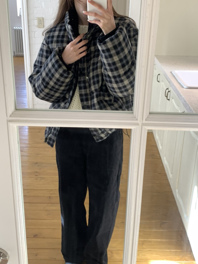 NOTICE東大門㊣直郵女裝新品休閑職業短款羽絨服格紋填充鴨絨NOTICE短款羽絨服