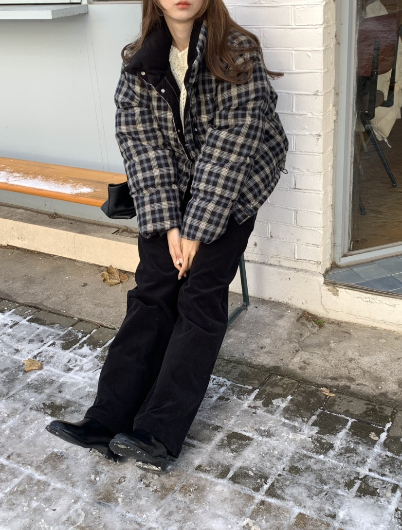 NOTICE東大門㊣直郵女裝新品休閑職業短款羽絨服格紋填充鴨絨NOTICE短款羽絨服